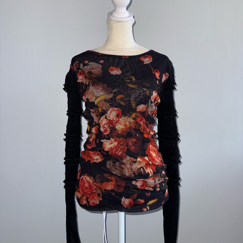 Jean Paul Gaultier Fuzzi Long Sleeve Mesh Top